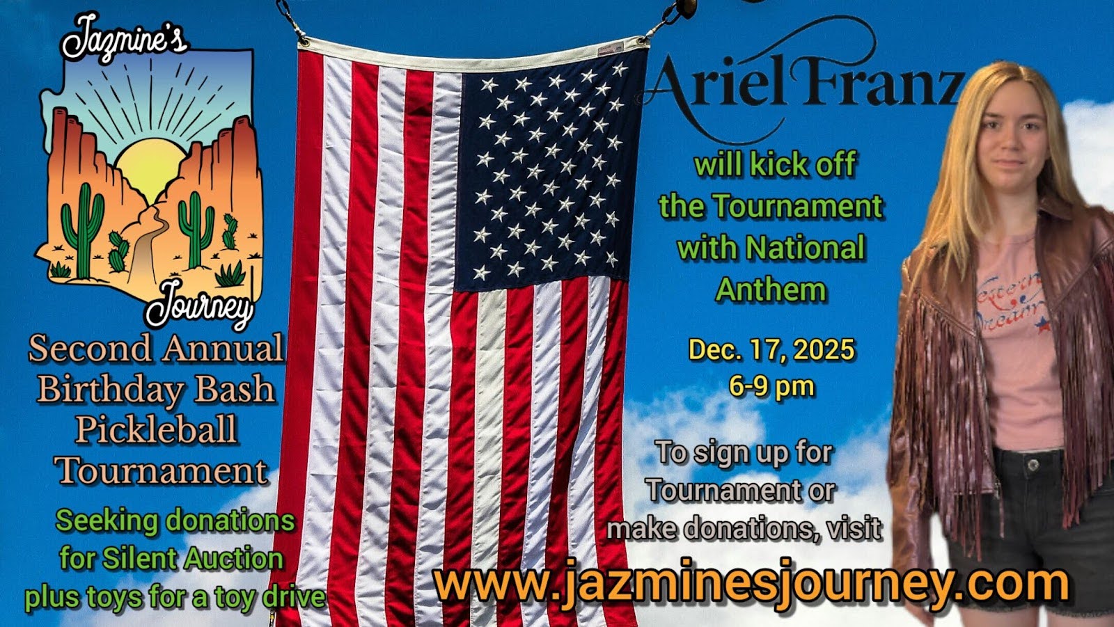 Ariel Franz sings at Pickleball Tournament