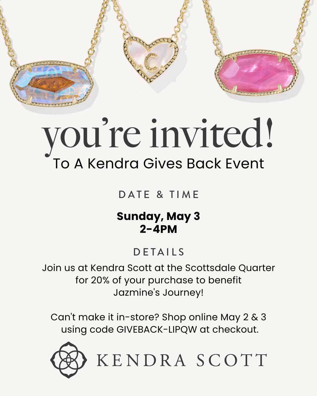 Kendra Scott Gives Back Event benefiting Jazmine's Journey