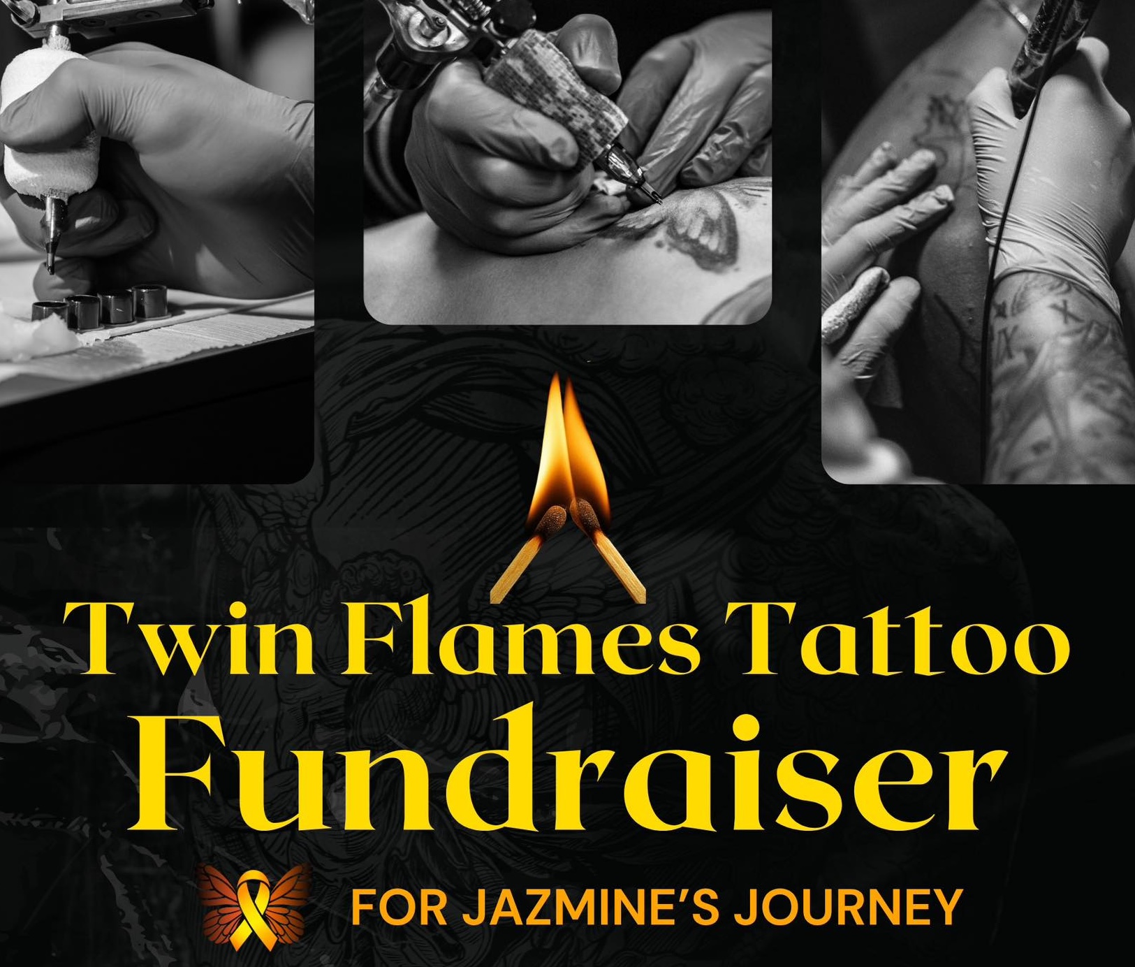 Twin Flame Tattoo fundraiser flyer